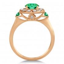 Emerald & Diamond Halo Engagement Ring 14k Rose Gold (1.50ct)