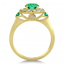 Emerald & Diamond Halo Engagement Ring 14k Yellow Gold (1.50ct)