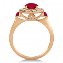 Ruby & Diamond Halo Engagement Ring 14k Rose Gold (1.50ct)