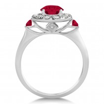 Ruby & Diamond Halo Engagement Ring 14k White Gold (1.50ct)