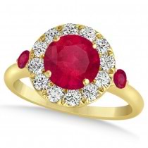 Ruby & Diamond Halo Engagement Ring 14k Yellow Gold (1.50ct)