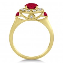Ruby & Diamond Halo Engagement Ring 14k Yellow Gold (1.50ct)