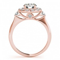 Circle Halo Diamond Bridal Set Ring & Band 14k Rose Gold 0.60ct