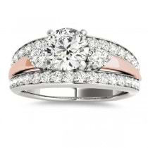 Wide-Band Engagement Ring Diamond Side Stones 14K Two-Tone Gold 0.75ct