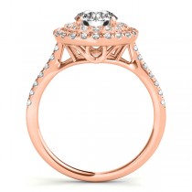 Diamond Double Halo Engagement Ring Setting 18k Rose Gold (0.33ct)