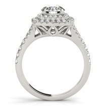 Square Double Halo Diamond Bridal Set Setting 18k White Gold (0.87ct)