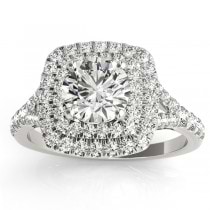 Square Double Halo Lab Grown Diamond Bridal Set Setting 14k White Gold (0.87ct)