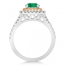 Square Double Halo Emerald Engagement Ring 14k Two-Tone Gold 1.38ct