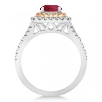 Square Double Halo Ruby Engagement Ring 14k Two-Tone Gold (1.38ct)