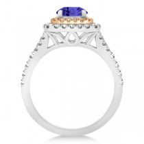 Square Double Halo Tanzanite Engagement Ring Two-Tone Gold  (1.38ct)