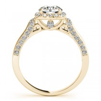 Diamond Accented Square Halo Ring & Band Bridal Set 14k Y. Gold 1.25ct