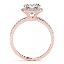 Cushion Diamond Halo Engagement Ring French Pave 18k R. Gold 0.70ct
