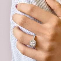 Cushion Diamond Halo Engagement Ring French Pave Platinum 0.70ct