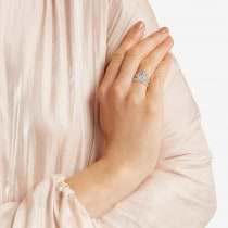 Cushion Diamond Halo Bridal Set French Pave 14k Yellow Gold 0.84ct