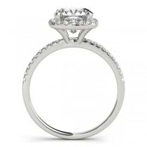 Cushion Moissanite & Diamond Halo Bridal Set French Pave 14k White Gold 2.14ct