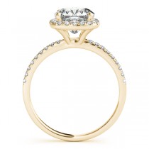 Cushion Moissanite & Diamond Halo Bridal Set French Pave 18k Yellow Gold 2.14ct