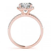 Cushion Moissanite & Diamond Halo Bridal Set French Pave 14k Rose Gold 0.84ct
