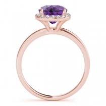 Cushion Amethyst & Diamond Halo Engagement Ring 14k Rose Gold (1.00ct)