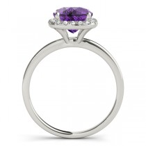 Cushion Amethyst & Diamond Halo Engagement Ring 14k White Gold (1.00ct)
