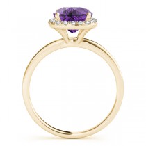 Cushion Amethyst & Diamond Halo Engagement Ring 14k Yellow Gold (1.00ct)