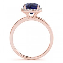 Cushion Blue Sapphire & Diamond Halo Engagement Ring 14k Rose Gold (1.00ct)