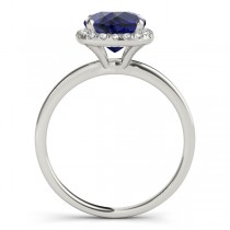Cushion Blue Sapphire & Diamond Halo Engagement Ring 18k White Gold (1.00ct)
