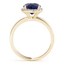 Cushion Blue Sapphire & Diamond Halo Engagement Ring 18k Yellow Gold (1.00ct)