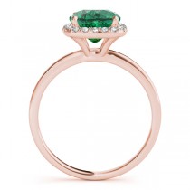 Cushion Emerald & Diamond Halo Engagement Ring 14k Rose Gold (1.00ct)
