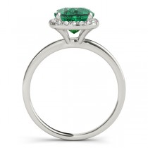 Cushion Emerald & Diamond Halo Engagement Ring 14k White Gold (1.00ct)
