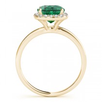 Cushion Emerald & Diamond Halo Engagement Ring 14k Yellow Gold (1.00ct)