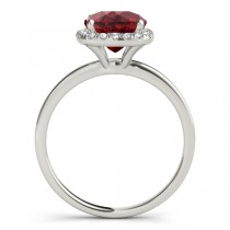 Cushion Ruby & Diamond Halo Engagement Ring 14k White Gold (1.00ct)