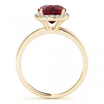 Cushion Ruby & Diamond Halo Engagement Ring 14k Yellow Gold (1.00ct)