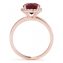 Cushion Ruby & Diamond Halo Engagement Ring 18k Rose Gold (1.00ct)