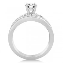 Split Shank & Infinity Engagement Ring Bridal Set 14k White Gold (0.25ct)