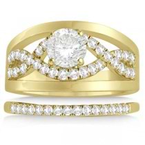 Split Shank & Infinity Engagement Ring Bridal Set 18k Yellow Gold (0.25ct)