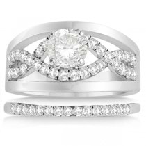 Split Shank & Infinity Engagement Ring Bridal Set Palladium (0.25ct)