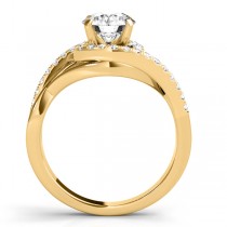 Diamond Engagement Ring Setting, Band Bridal Set 14k 2 Tone Gold 0.38ct