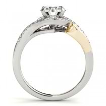 Swirl Bypass Halo Diamond Engagement Ring 14k Two-Tone Gold 0.20ct
