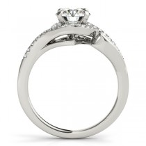 Swirl Shank Bypass Halo Diamond Engagement Ring 18k White Gold (0.20ct)