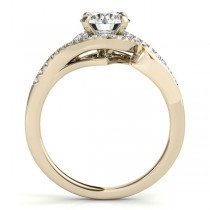Swirl Shank Bypass Halo Diamond Engagement Ring 18k Two Tone Gold (0.20ct)