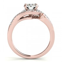 Diamond Swirl Engagement Ring & Band Bridal Set 14k Rose Gold 0.36ct