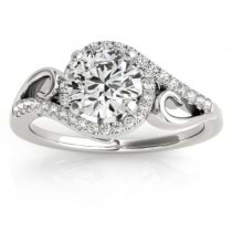 Diamond Swirl Engagement Ring & Band Bridal Set 14k White Gold 0.36ct