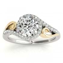 Diamond Swirl Engagement Ring Bridal Set 14k Two-Tone Gold 0.36ct