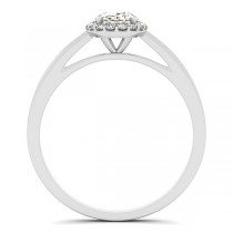 Oval Shaped Diamond Halo Engagement Ring in 14k White Gold (0.63ct)