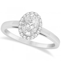 Oval Diamond Halo Engagement Bridal Ring Set 14k White Gold 0.75ct