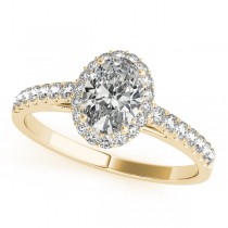 Diamond Halo Oval Shape Engagement Ring 14k Yellow Gold (1.00ct)