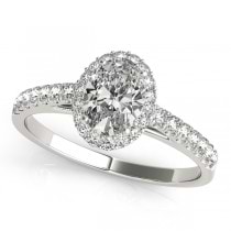 Diamond Halo Oval Shape Engagement Ring 18k White Gold (1.00ct)