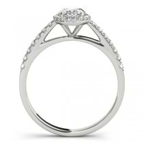 Diamond Halo Oval Shape Engagement Ring 14k White Gold (1.47ct)