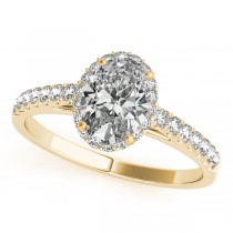 Diamond Halo Oval Shape Engagement Ring 14k Yellow Gold (1.47ct)