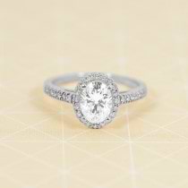 Diamond Halo Oval Shape Engagement Ring Platinum (1.47ct)